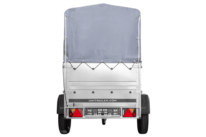 Haute remorque avec bâche 150x106 [bâche grise, arceau, rehausses de ridelles et roue jockey] Garden Trailer 150 KIPP