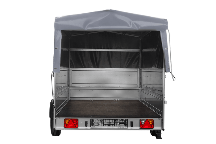 Remorque à essieu simple 264x150 UNITRAILER GARDEN 265 KIPP avec ridelles supplémentaires, arceau H-800 et bâche grise