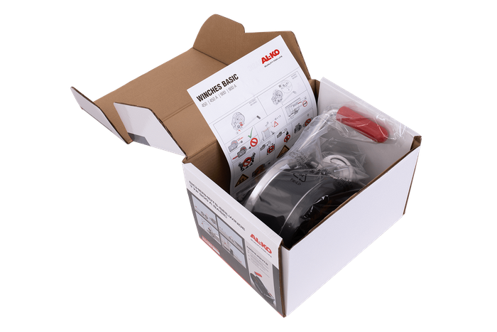 Treuil manuel pour remorque dépanneuse AL-KO 900kg avec courroie de 7m, frein et déroulement automatique