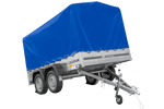 Remorque à deux essieux 264x150 UNITRAILER GARDEN 265/2 KIPP avec châssis H-1100 et bâche bleue