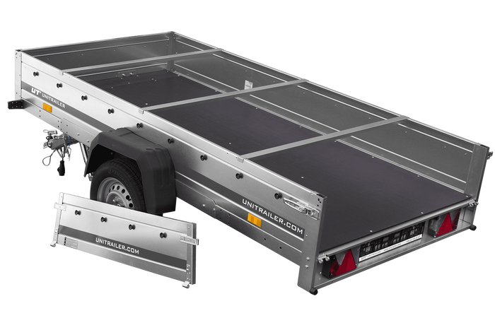 REMORQUE DE JARDIN 264 KIPP AVEC ROUE JOINTE, CHÂSSIS H-0 ET BÂCHE BLEUE