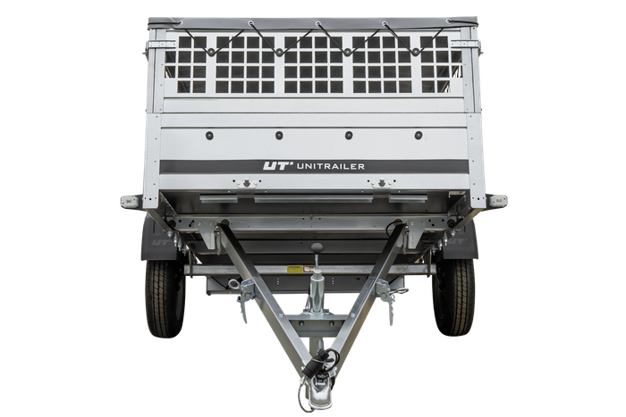 REMORQUE DE JARDIN 264 KIPP AVEC ROUE JOINTE, CÔTÉS GRILLÉS ET BÂCHE PLATE GRIS