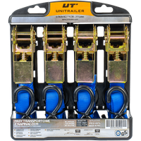 Jeu de quatre bandes de transport avec tendeur UNITRAILER 4m/25mm/0,68t bleu