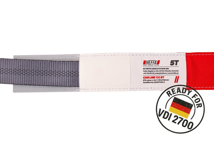 Sangle de transport, d'arrimage pour dépanneuse HEFFA CARLINE 130, pour roues 2,8 m/50 mm/5 t VDI 2700
