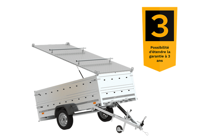 Remorque légère avec bâche Garden Trailer 264 KIPP, bis côtés et roue jockey