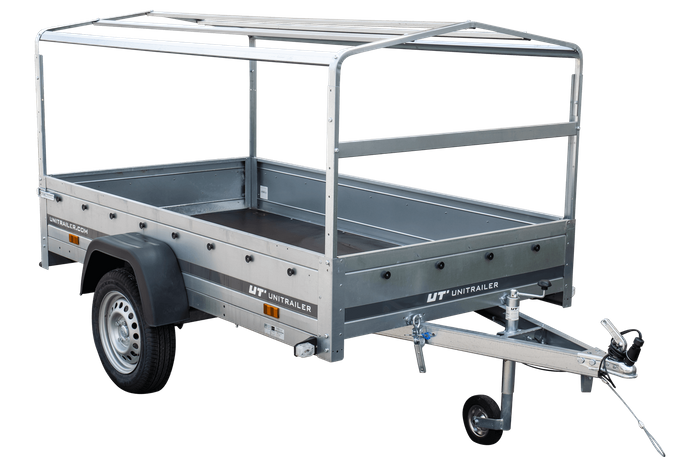 Remorque routière avec bâche haute, arceau H-800 et roue jockey 230x125 Garden Trailer 230 KIPP