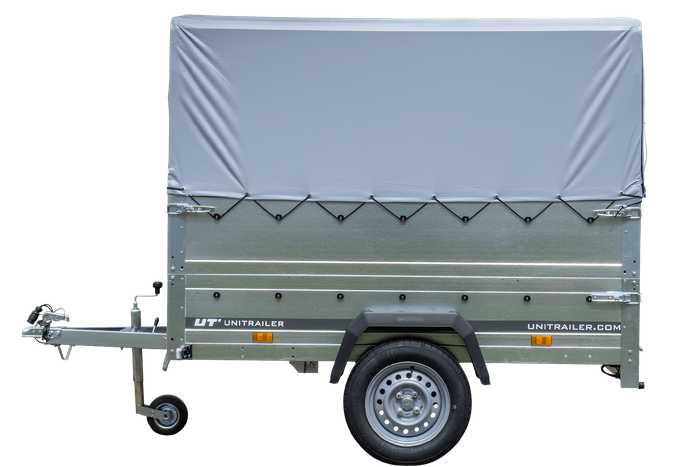Remorque simple essieu 200x125 avec bâche haute, arceau, rehausses de ridelles et roue jockey - Garden Trailer 201 KIPP