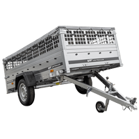 REMORQUE DE JARDIN 264 KIPP AVEC ROUE JOINTE, CÔTÉS GRILLÉS ET BÂCHE PLATE GRIS