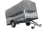 Remorque voiture 264x150 UNITRAILER GARDEN 265 KIPP avec ridelles grillagées, arceau H-800 et bâche grise