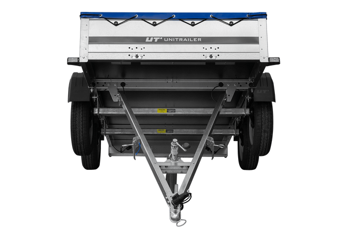 UNITRAILER 264/2 KIPP AVEC ROUE JOCKEY, TIGES DE SUPPORT ET BÂCHE PLATE BLEUE 