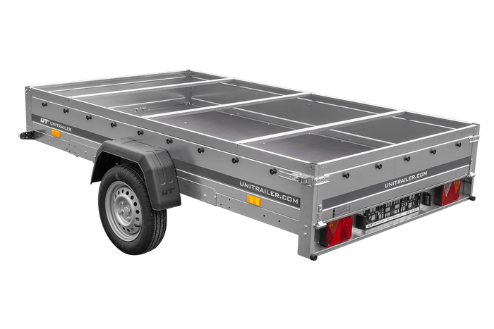 Remorque voiture 264x150 UNITRAILER GARDEN 265 KIPP avec châssis H-0 et bâche grise