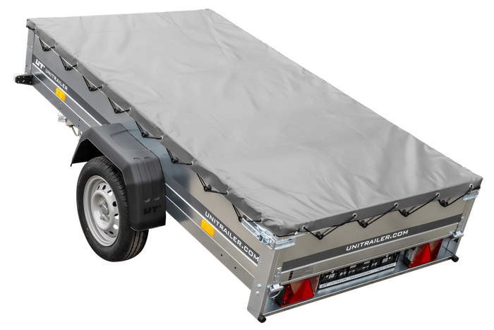 Remorque galvanisée 230 x 125 cm Garden Trailer 230 KIPP [avec roue jockey, bâche plate et tiges de support bâche]