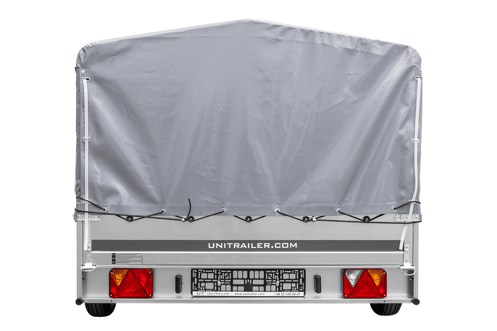 Remorque à un essieu 264x150 UNITRAILER GARDEN 265 KIPP avec arceau H-800 et bâche grise