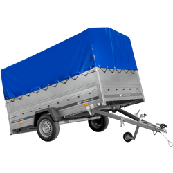 Remorque à un essieu 264x150 UNITRAILER GARDEN 265 KIPP avec ridelles BIS, arceau H-800 et bâche bleue