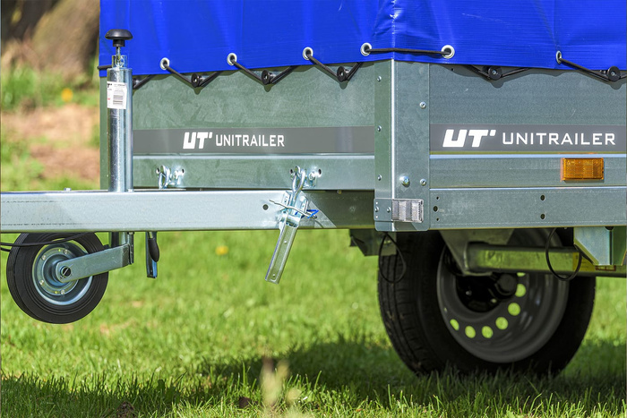 Remorque bagagère Garden Trailer 200 KIPP 200 x 106 cm avec bâche haute bleue, arceau et roue jockey