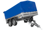 Remorque à deux essieux 264x150 UNITRAILER GARDEN 265/2 KIPP avec châssis H-800 et bâche bleue