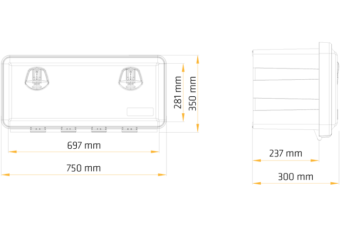 Boîte, coffre à outils  DAKEN 81105JUST 750x350x300mm 48l