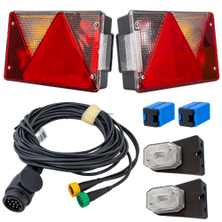 Kit d'éclairage : feux arrière ASPÖCK MULTIPOINT IV + feux de position latéraux ASPÖCK FLEXIPOINT I + faisceau MANTES 5,2 m 13 broches