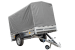 Remorque routière avec bâche haute (110 cm), arceau (110 cm) et roue jockey 230x125 Garden Trailer 230 KIPP