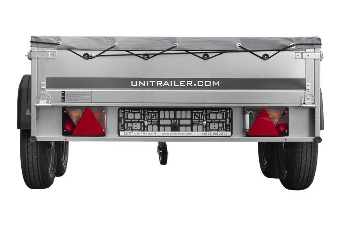 REMORQUE UNITRAILER 264/2 KIPP AVEC ROUE JOCKEY, TIGE DE SUPPORT DE BÂCHE ET BÂCHE PLATE GRISE