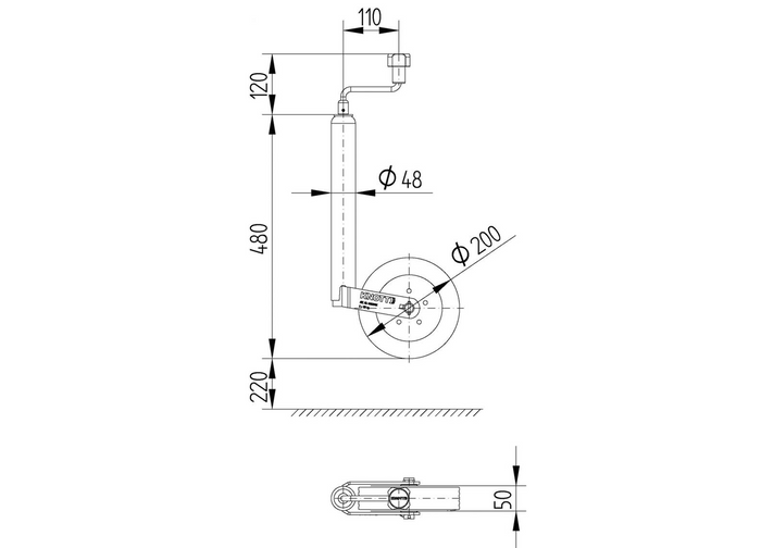 Roue de support TK48 KNOTT 4802819X 150kg 48mm