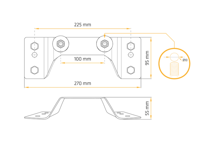 Support de montage de roue de secours UNITRAILER GARDEN KIPP avec réflecteur