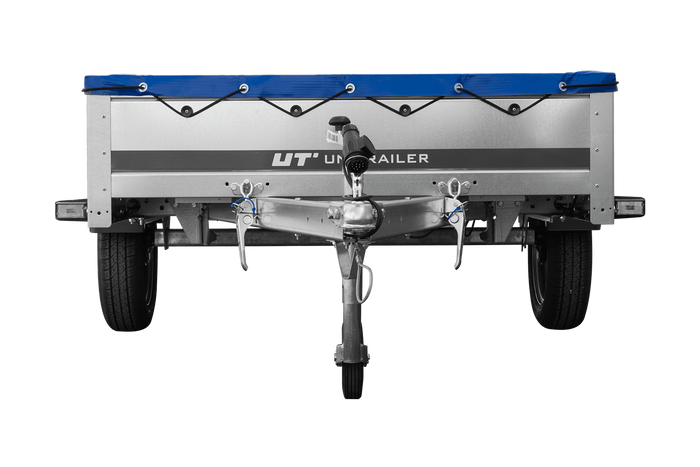 REMORQUE DE JARDIN 264 KIPP AVEC ROUE JOINTE, CHÂSSIS H-0 ET BÂCHE BLEUE