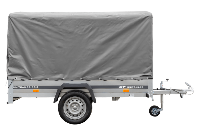 Remorque routière avec bâche haute (110 cm), arceau (110 cm) et roue jockey 230x125 Garden Trailer 230 KIPP