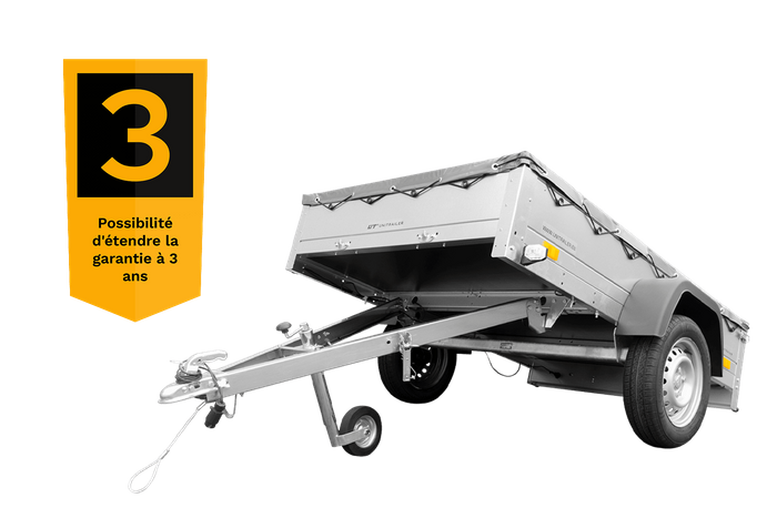 Remorque équipée Garden Trailer 201 KIPP 500 kg 200 x 125 cm [avec roue jockey et bâche plate grise]