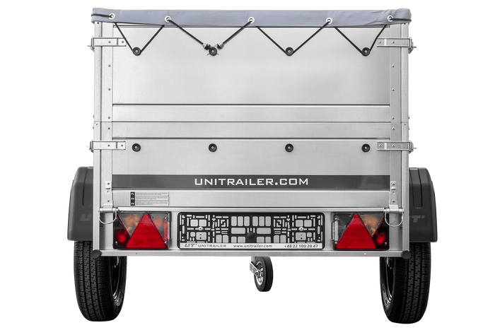 Remorque petite à vendre à benne basculante - Garden Trailer 150 KIPP [avec rehausses de ridelles et bâche plate grise]