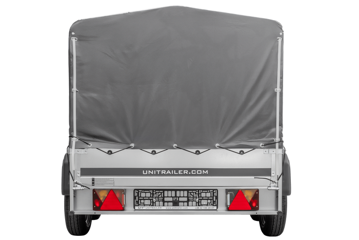 REMORQUE DOUBLE ESSIEUX UNITRAILER 264/2 KIPP AVEC ROUE JOCKEY, ARCEAU ET bâche GRISE