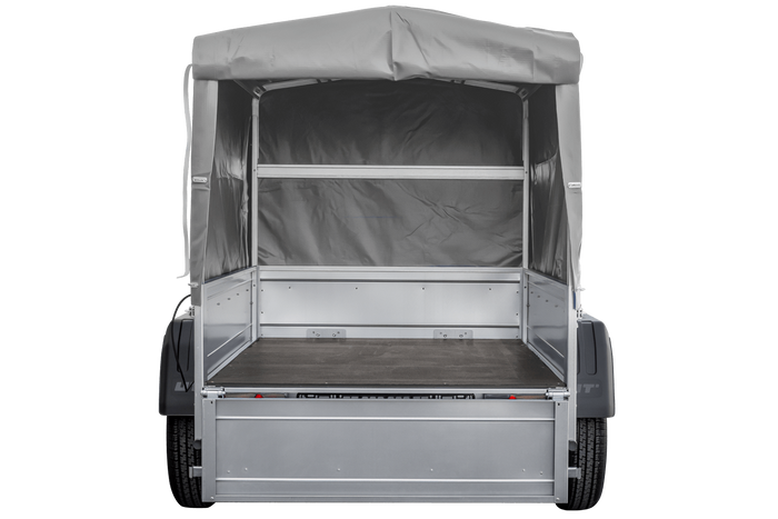 Remorque 1 essieu 150x106 bâche + arceau, PTAC 500 kg Garden Trailer 150 KIPP [avec roue jockey]