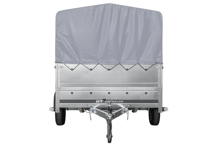 Remorque à essieu simple 264x150 UNITRAILER GARDEN 265 KIPP avec ridelles supplémentaires, arceau H-800 et bâche grise